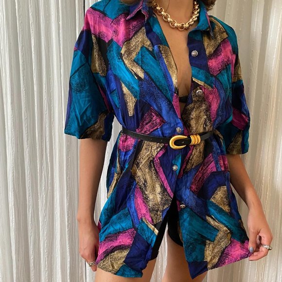 SOLD Vintage Cascais Abstract Short Sleeve - Picture 2 of 10